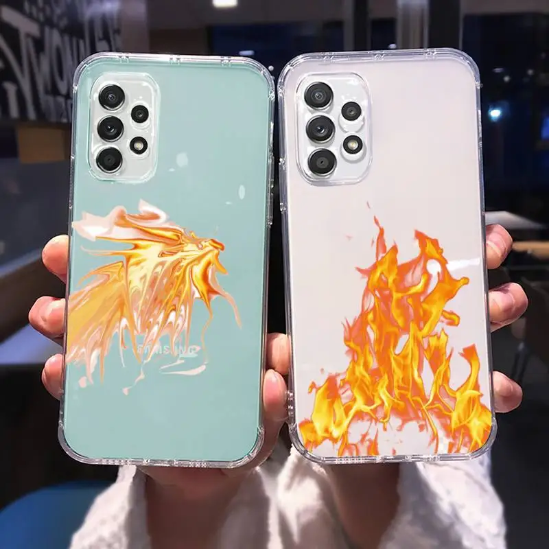 

Green Red Flame Fire Long Phone Case Transparent For Samsung Galaxy A S 8 9 10 12 20 21 40 50 52 51 70 71 2019 fe 5g ultra plus