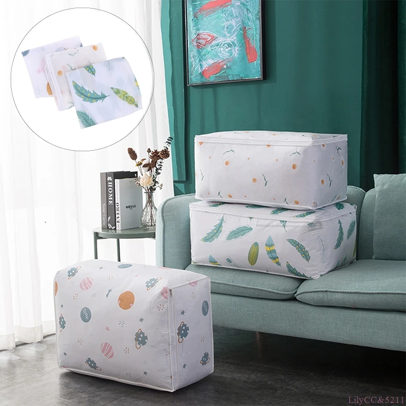 

1Pc Waterproof Printing Simple Clothes Quilt Storage Bag Foldable Dustproof Luggage Bag 2 Size