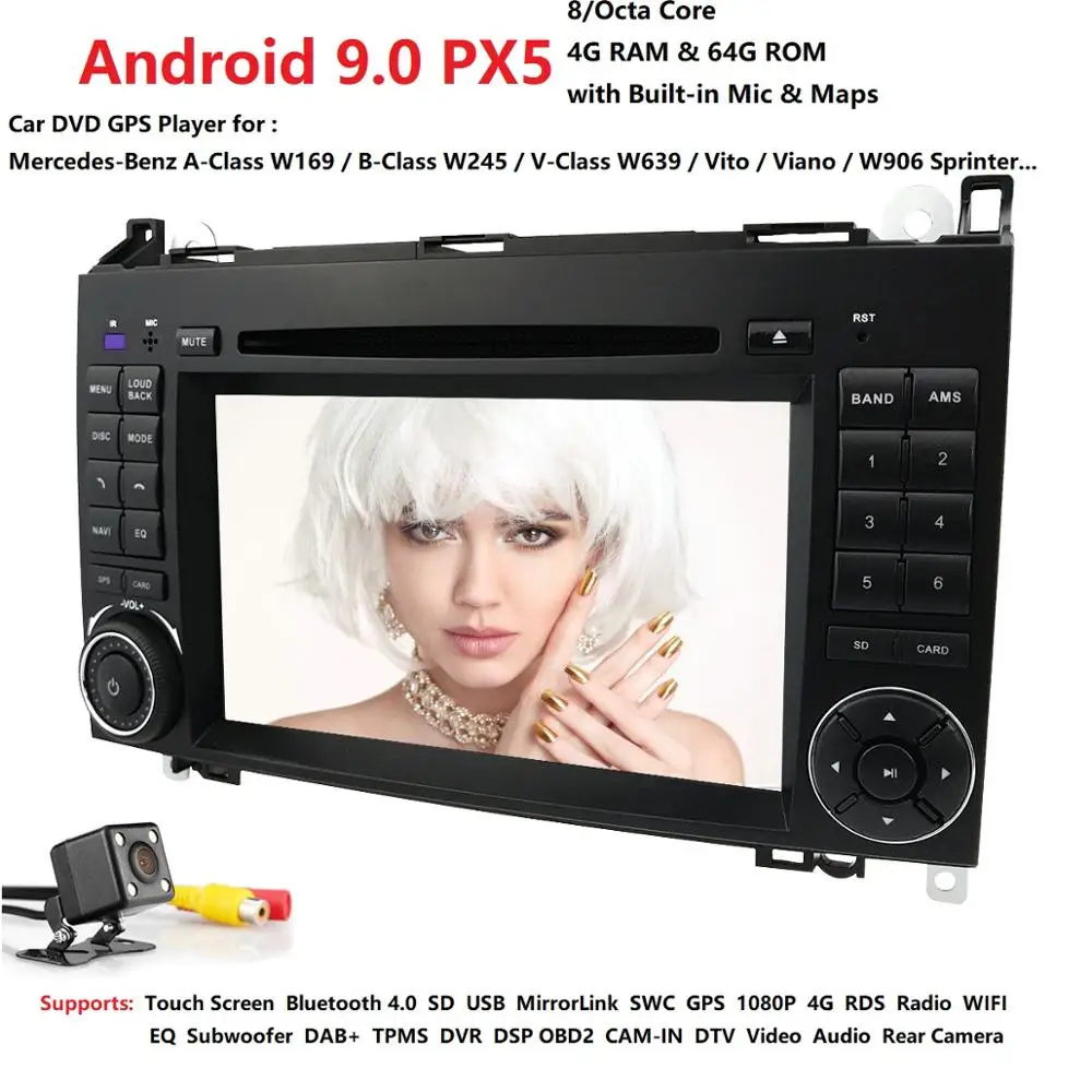 2din Android9.0 CarDVD gps головное устройство для Mercedes Benz B200 A B Class W169 W245 Viano Vito W639 Sprinter W906 4G Bluetooth радио