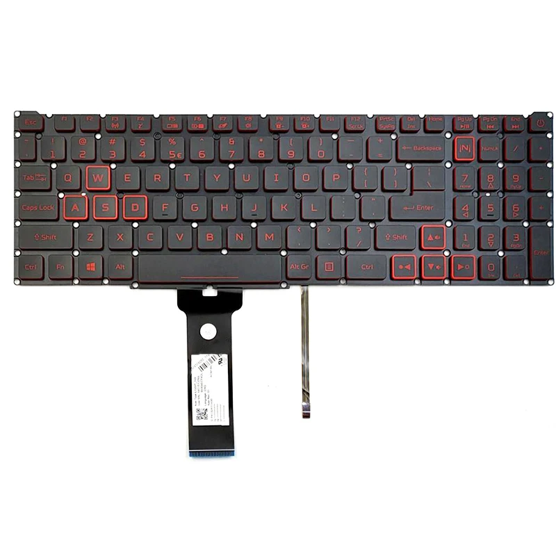 Фото Клавиатура черная с подсветкой для ноутбука Acer Nitro 5, AN517-51, AN517-51-550B, AN517-51-56YW, AN517-51-57NL, AN517-51-57X5, США №4