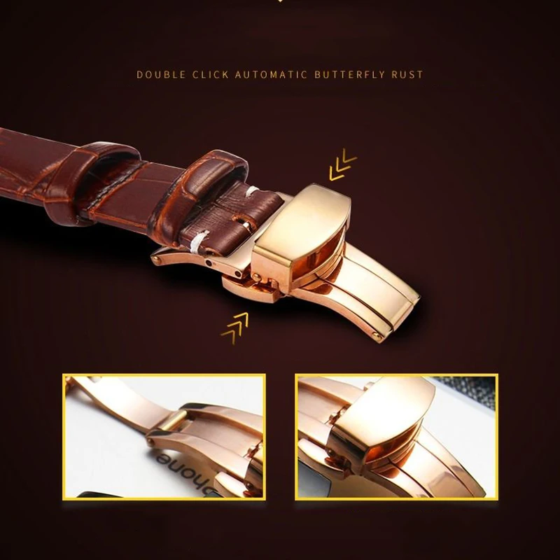 

Genuine Leather Watch Strap Submariner Unisex Cosmograph Daytona Strap Butterfly Buckle Hight Quality Watch Accessories 12-24mm