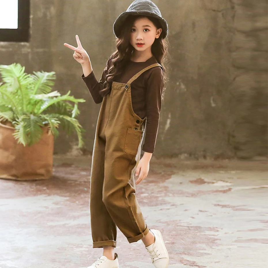 Детский однотонный комбинезон с круглым вырезом на возраст 6 14 лет|Комплекты