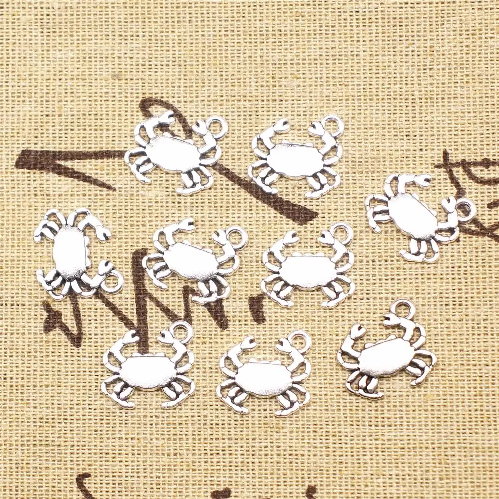 

Designer Charms DIY 20pcs 15x16mm Antique Silver Color Crab Charms