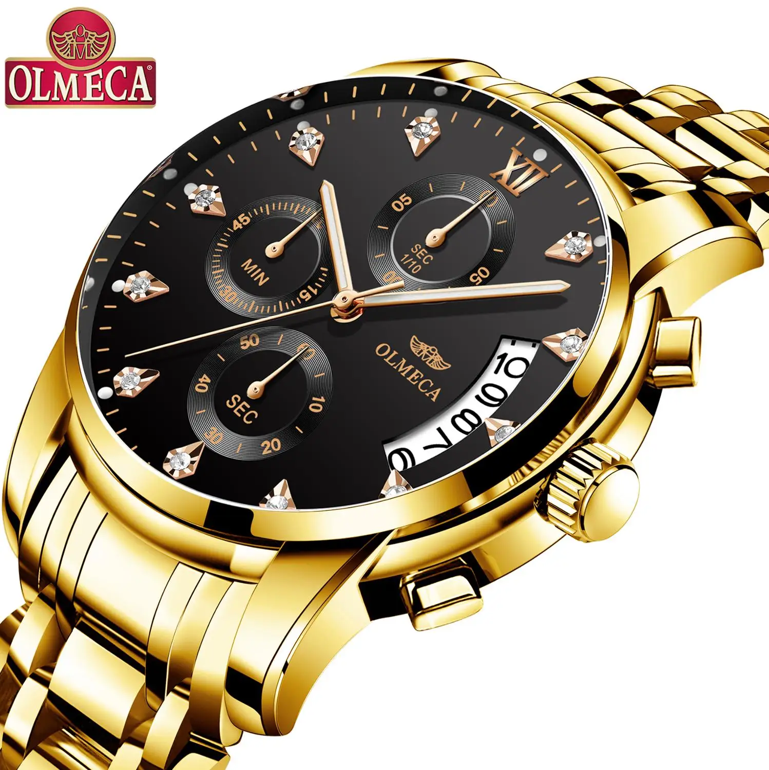 OLMECA Relogio Masculino мужские часы Роскошные спортивные часы 3ATM водонепроницаемые часы с хронографом наручные часы из нержавеющей стали ремешок Saat