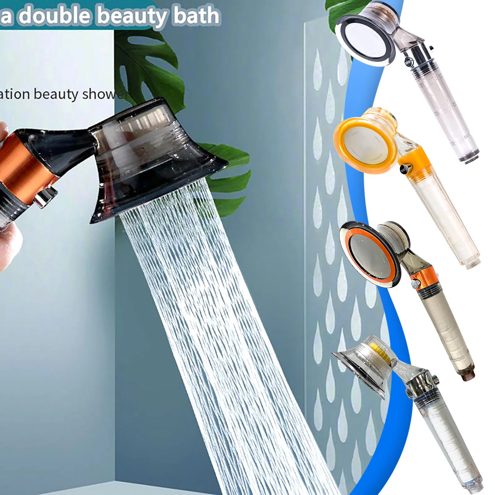 

1PCS High Pressure Shower Head Bathroom Water Saving Round Shower Head Bathroom Anion Filter Shower Nozzle Hand-Held Nozzle