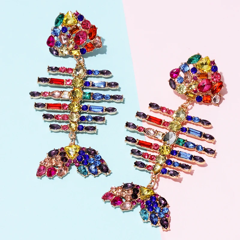 Женские богемные серьги стразы Коми роскошные вечерние с кристаллами ювелирные