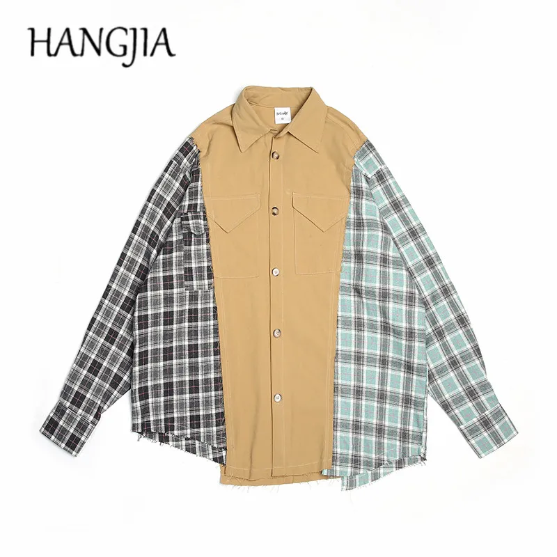 

Рубашка в клетку, в стиле Харадзюку, оверсайз