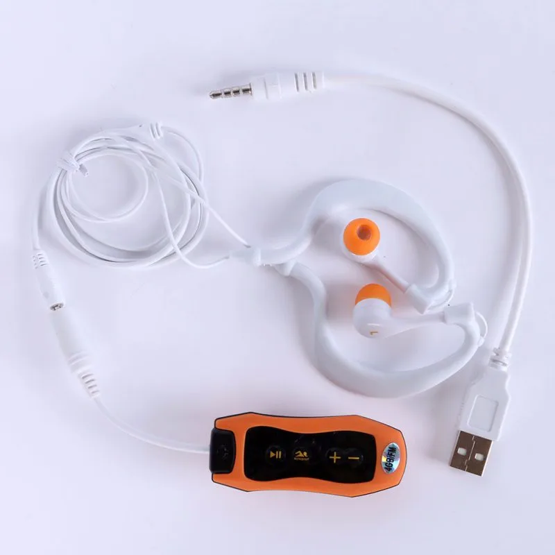 Водонепроницаемый IPX8 Mp3 плеер 4 Гб Adroit спортивный зажим MP3 с FM плавательный наушник для дайвинга