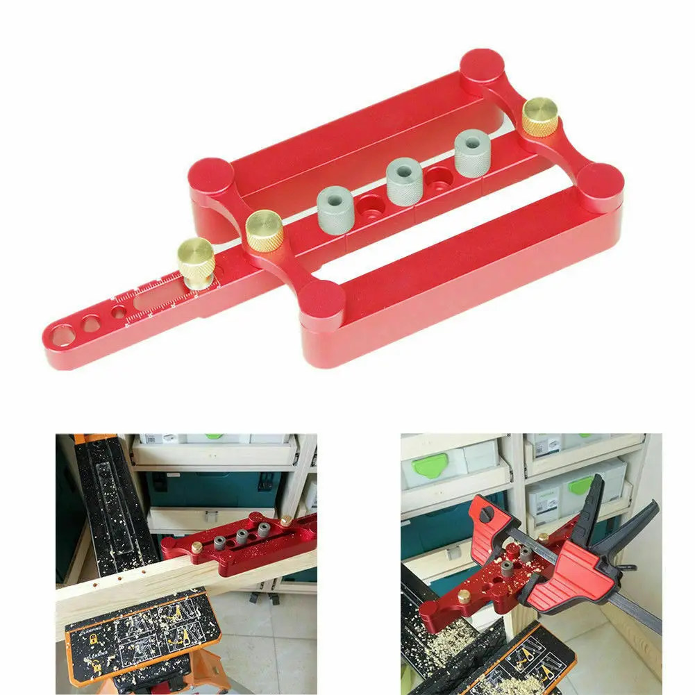 

Doweling Jig Kit for Woodworking 6/8/10mm Self-centering Metric Drill Guide Wood Dowel Vertical Pockt Hole Alloy Tools