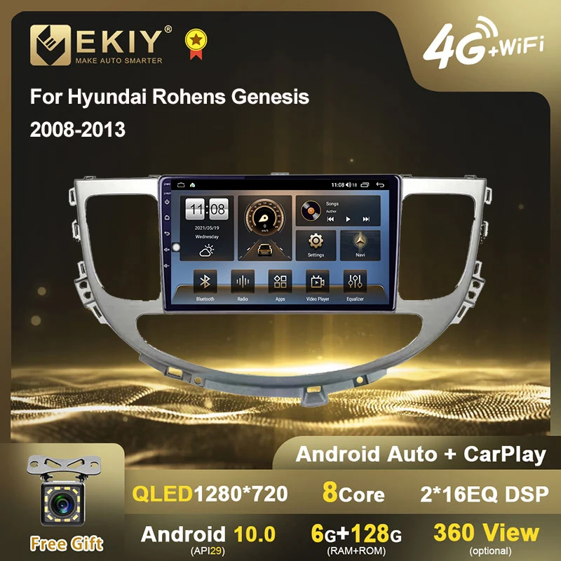 

EKIY для Hyundai Rohens Genesis 2008-2013 Android 10 автомобильное радио 6G + 128G QLED 1280*720 мультимедийный плеер стерео навигация GPS DVD