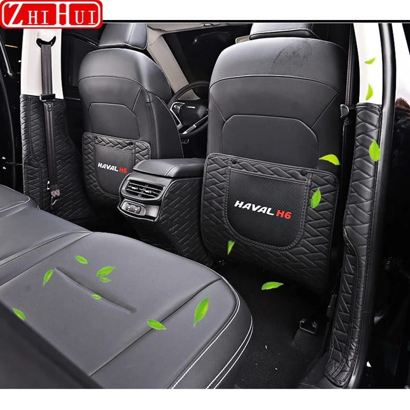 

Car Leather Anti Kick Mat Pad Car Anti-kick Protector Mats Seat Back Protector For GWM Haval Hover H6 3th 2021 2022 Accessories