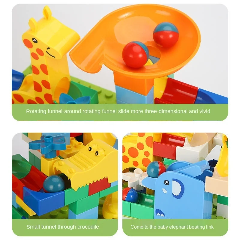

Animal Figures Classic Big Size Dupl Building Block DIY Brick Marble Race Run Maze Balls Track Funnel Toys for Children Kid
