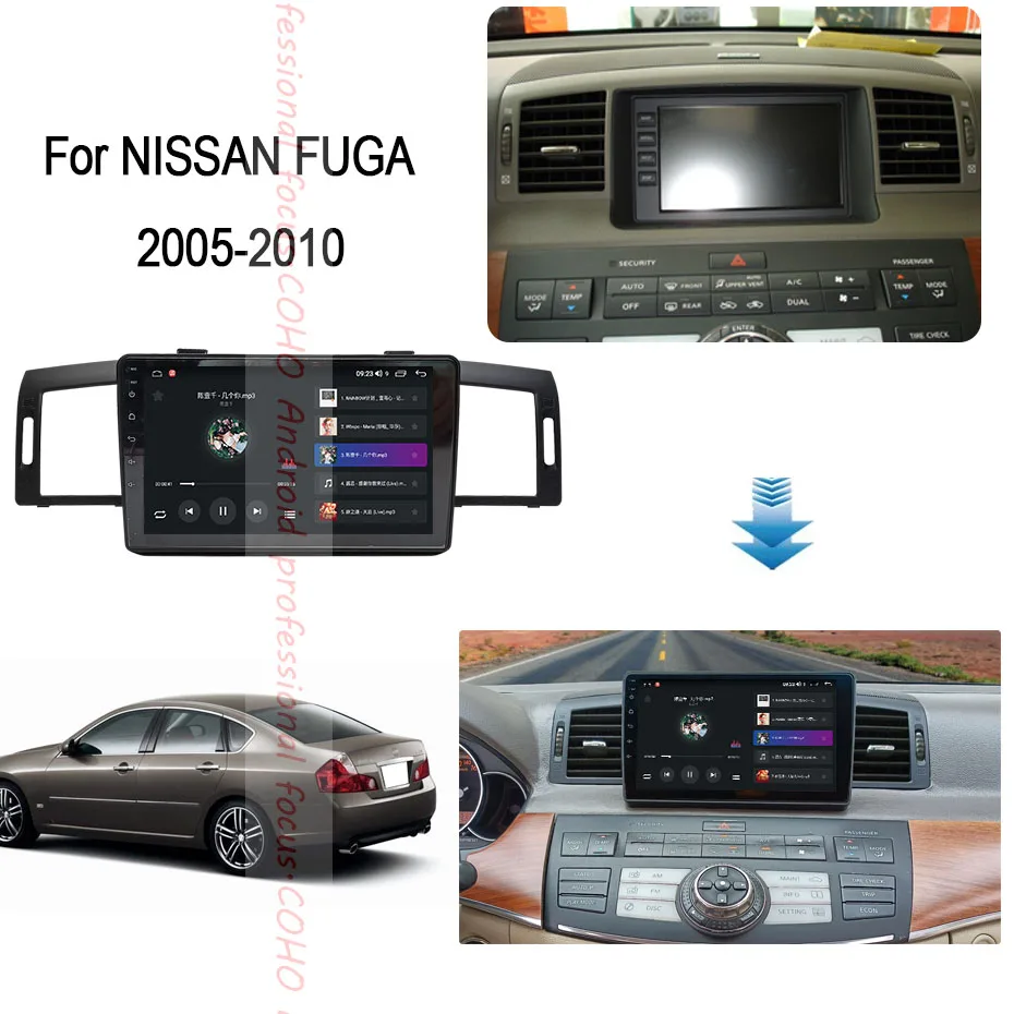 Kaufen COHO Für NISSAN FUGA 2005-2010 Android 10 AI Stimme 8 Core 6 + 128G Gps WiFi 4G Radio Android Auto Multimedia Player Lüfter