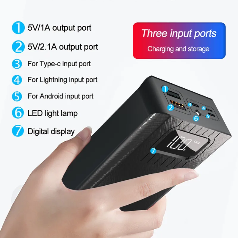 power bank 50000mah portable charger led typ c external battery power bank pd two way fast charging poverbank for android phones free global shipping