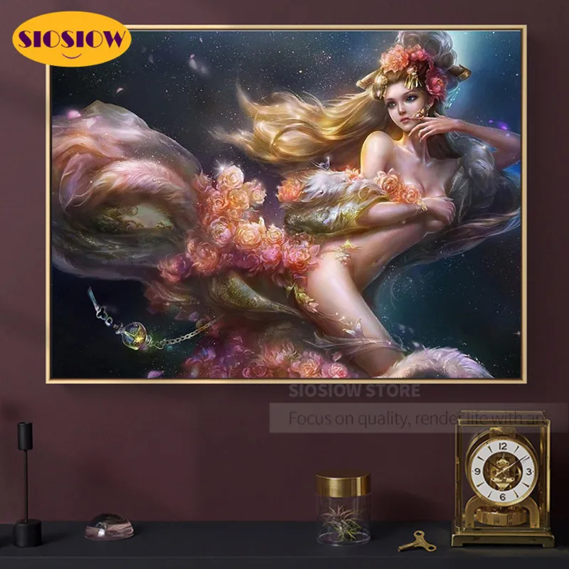 SIOSIOW 5D Diy алмазная живопись Фея красота женщина полная квадратная дрель Алмазная