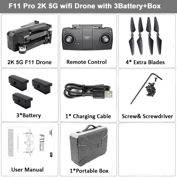 F11 PRO 2K 3B Case SJRC F11 PRO gps Радиоуправляемый Дрон с 2K широкоугольной камерой дроны 5G Wifi FPV 28 мин бесщеточный летный Квадрокоптер вертолет селфи Дрон - Цвет: F11 PRO 2K 3B Case