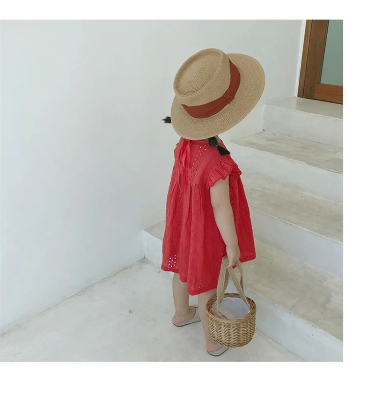 Кружевное платье принцессы для девочек Новинка лета 2019 детское однотонное