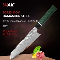 wak japanese chef knife forged 9cr13 mov damascus steel blade g10 kitchen knife super sharp kitchen meat vegetable cutting tool