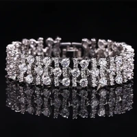 women fashion jewelry gorgeous silver color aaa cubic zircon connected tennis bracelet for wedding parrt gift