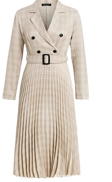 

Осень-зима 2019, Новое Стильное Плиссированное модное клетчатое платье в европейском и американском стиле, Лидер продаж