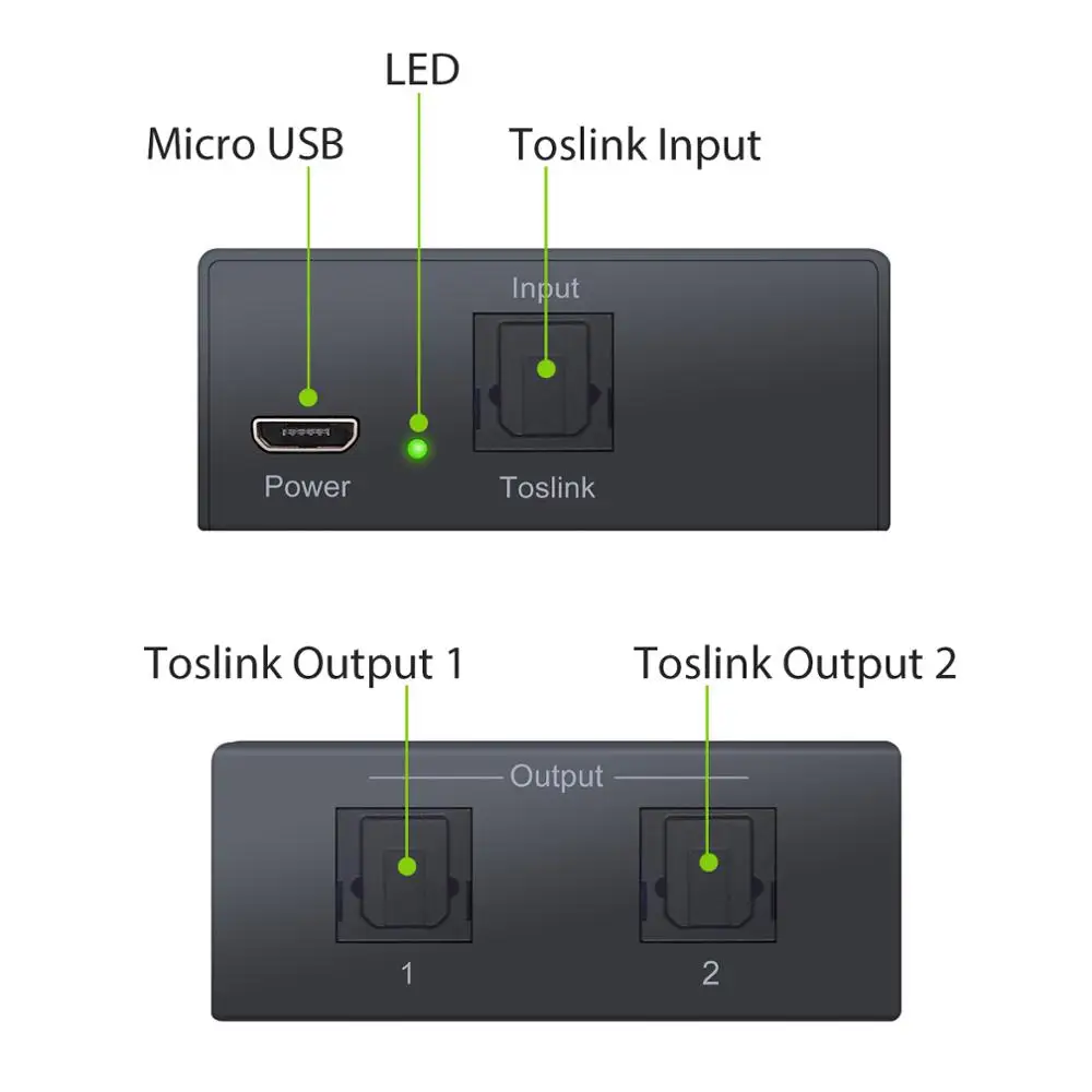 Neoteck алюминиевый сплав 2 порта SPDIF Toslink оптический цифровой аудио сплиттер 1x2 1 в