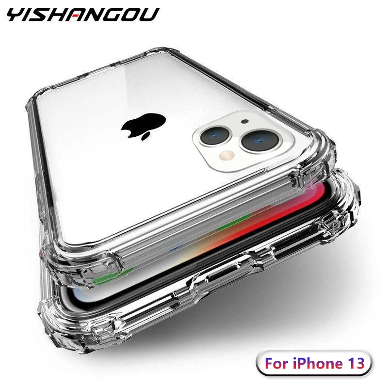  Сверхмощный защитный чехол для iPhone 14 13 12 11Pro XS Max X XR 7 8 Plus SE 2 четыре угла усиленный силиконовый прозрачный чехол