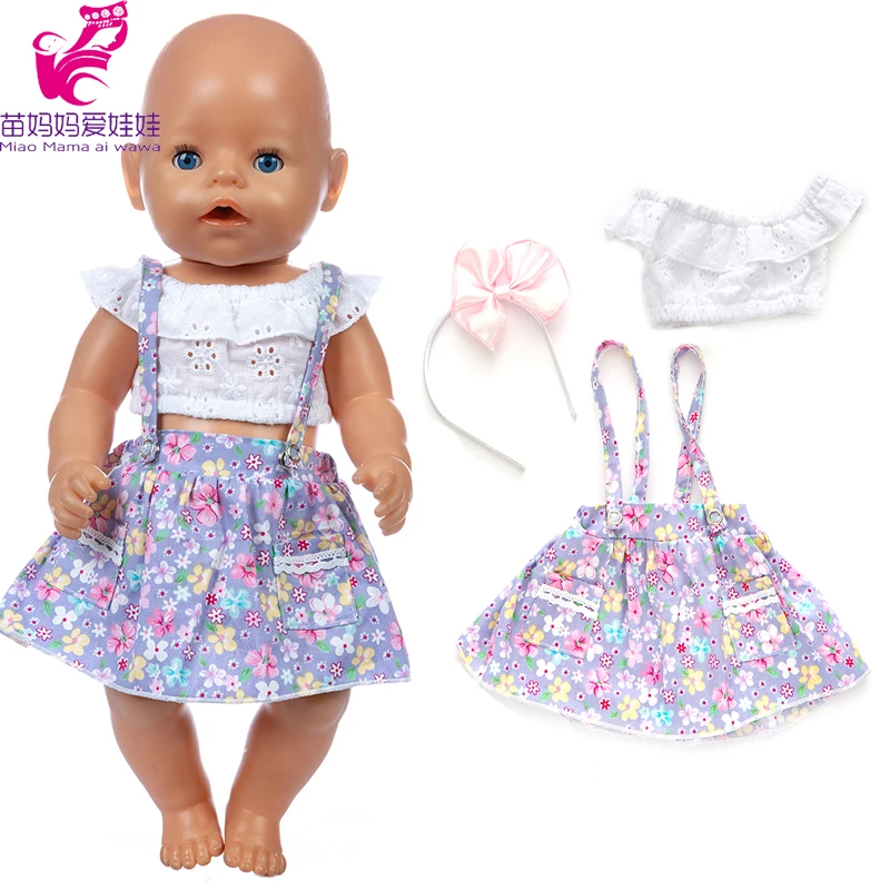 

17 Inch Baby New Born Doll Strap Flower Dress 18 Inch Doll Clothes Skirt
