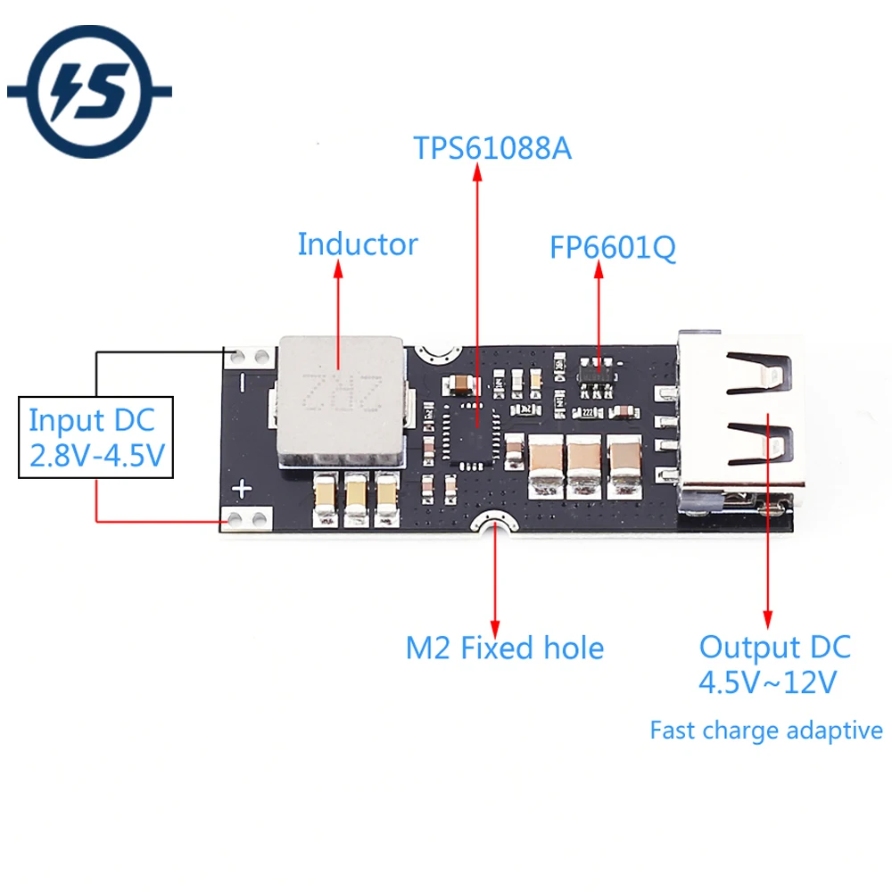 DC Повышающий Модуль питания TPS61088A Boost QC2.0 QC3.0 SCP/FCP модуль зарядного устройства