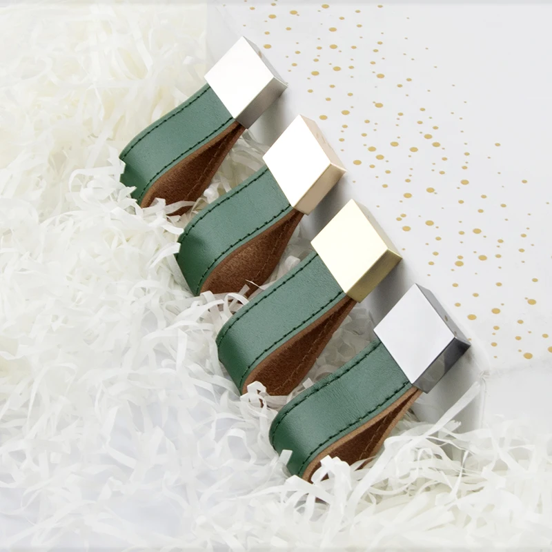 Фото Soft green Leather furniture handle leather cabinet drawer Pull handles knobs for dresser Обустройство дома Soft green Leather furniture handle leather cabinet drawer Pull handles knobs for dresser Обустройство дома