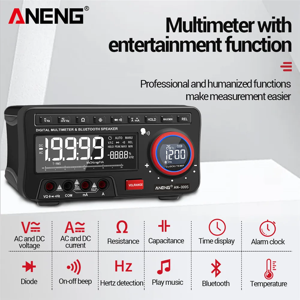 

ANENG AN999S Bench Voice Multimeter Bluetooth Tester 19999 Counts Profesional Digital True Rms Autorange Transistor Tool Meter