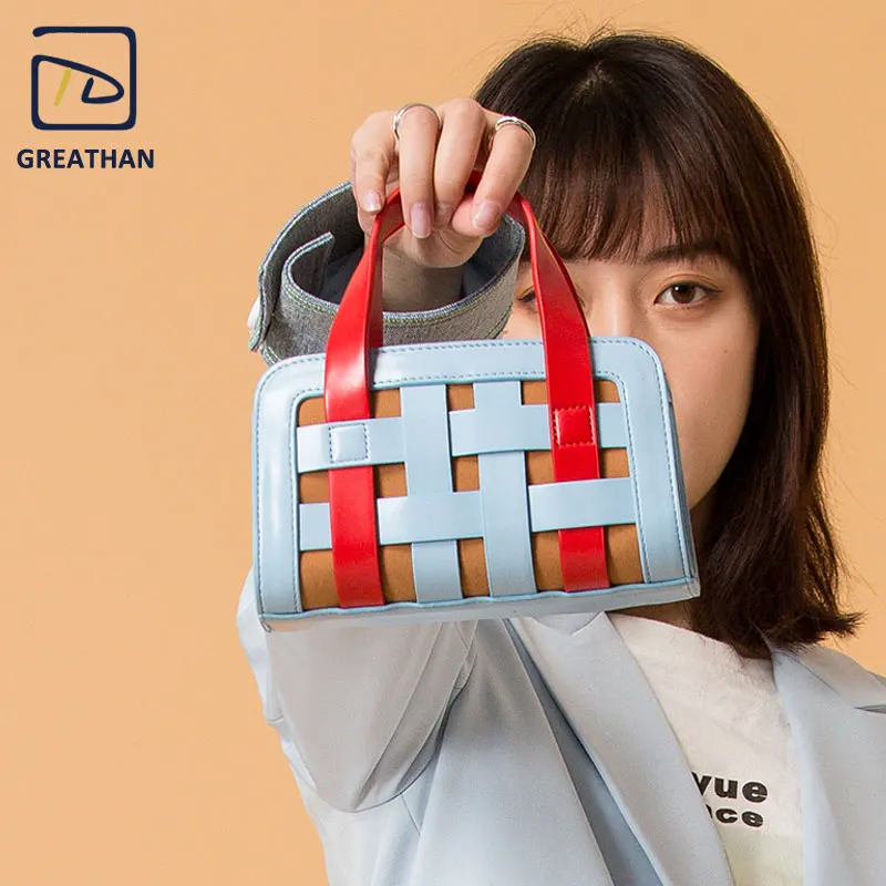 

Женская сумка через плечо GreatHan, плетеная, контрастных цветов, горячая распродажа