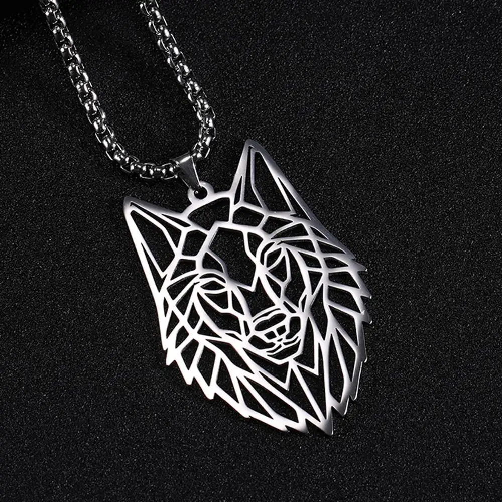 Fishhook Ожерелье из нержавеющей стали с подвеской в виде большого волка кролика