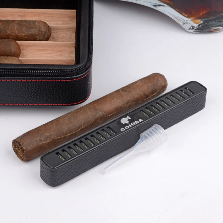 Чехол для сигары COHIBA, кожаный, с подкладкой из кедра, для путешествий, мини-коробка для увлажнения, держатель для сигар с резаком, зажигалка, набор с увлажнителем