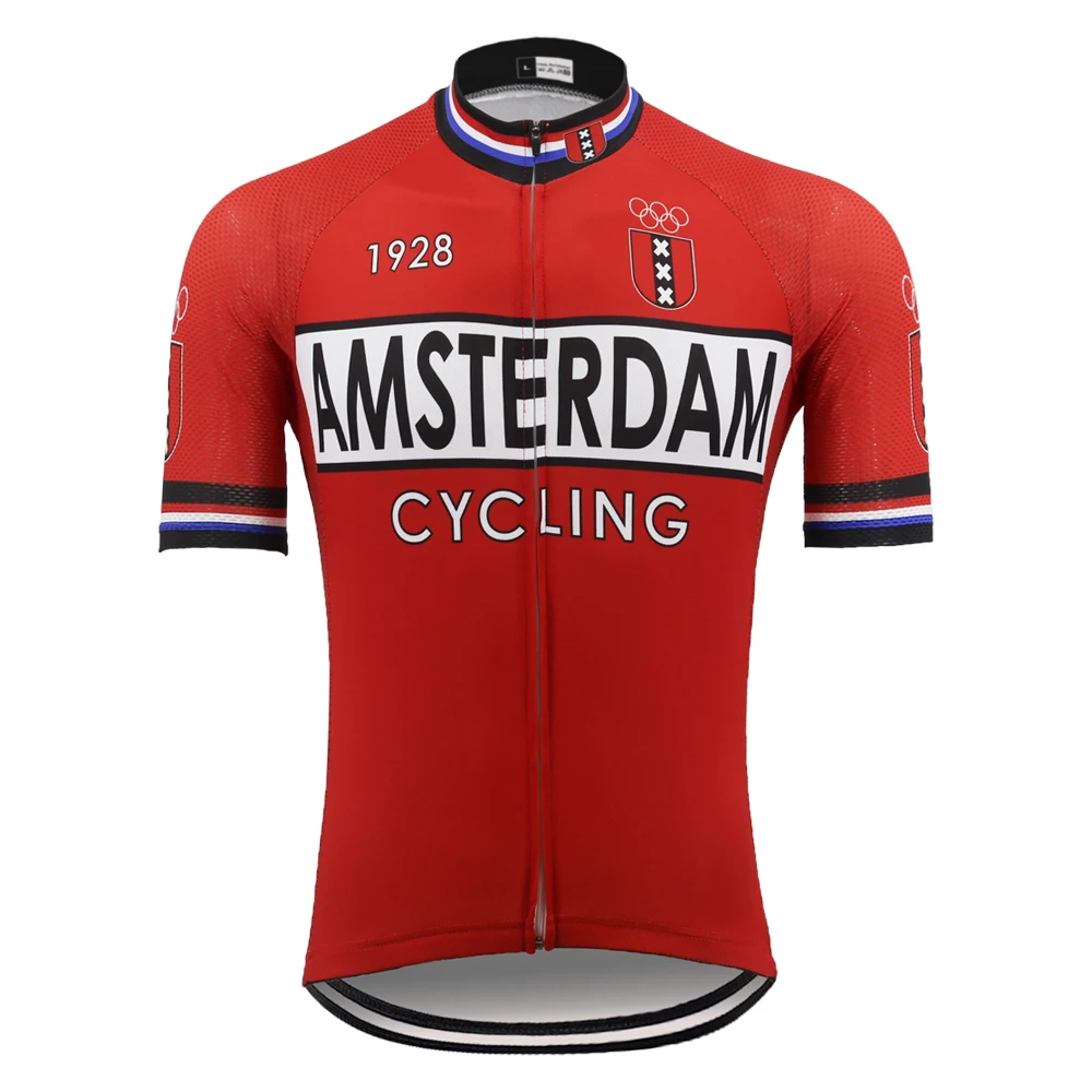 

AMSTERDAM red cycling jersey short sleeve ropa ciclismo mtb jersey FRANCE HOLLAND ITALIA bike clothing 5 country style