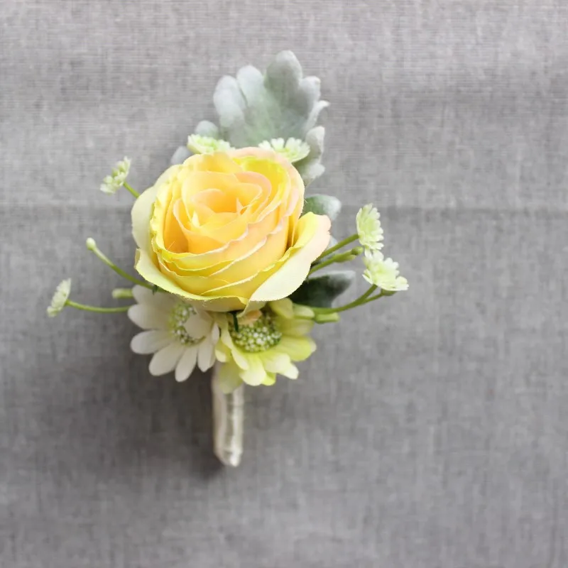 Искусственный Шелковый цветок розы Свадебные Мужские цветы бутоньерка для