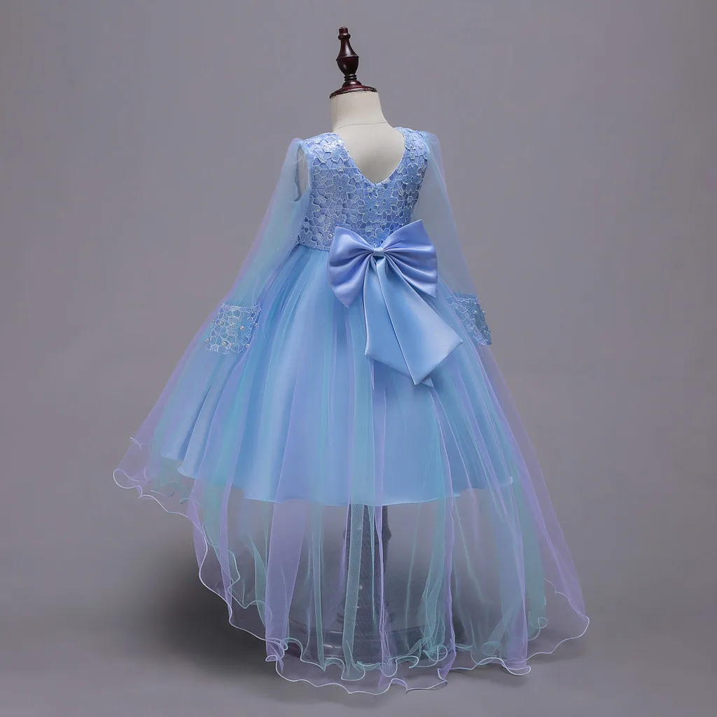 Платье Эльза Для малышей платье для маленьких девочек костюм принцессы с бантом