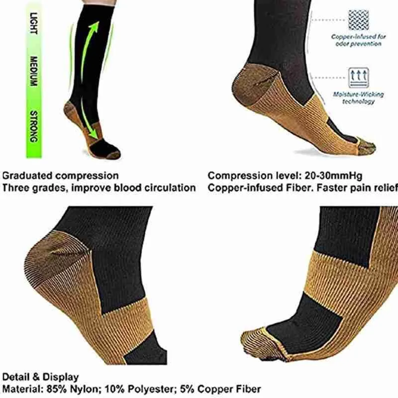 

Varicose Vein Leg Relief Pain Knee Socks Pressure Compression Stockings Unisex Color Thigh High Socks Nylon Long Socks New