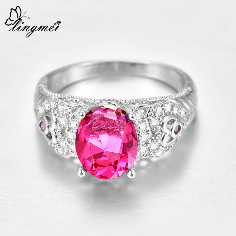 Женское Обручальное кольцо с овальным цирконом серебряного цвета размеры 6