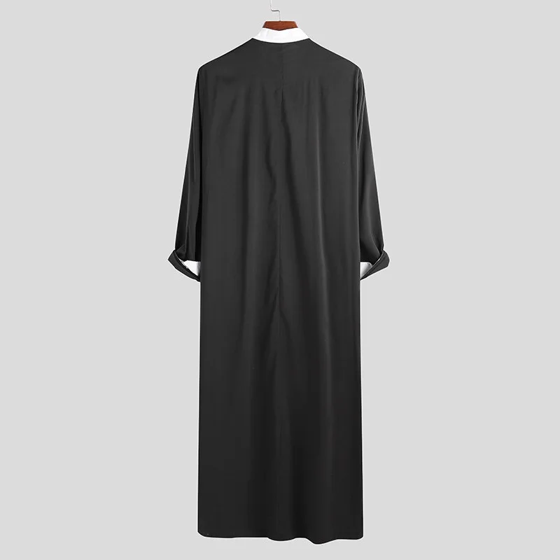 BUSHRA Vestidos Arabe Men Islamic Arabic Kaftan Muslim Long Sleeve Patchwork Abaya Robes Men  الثوب السعودي Jubba Thobe