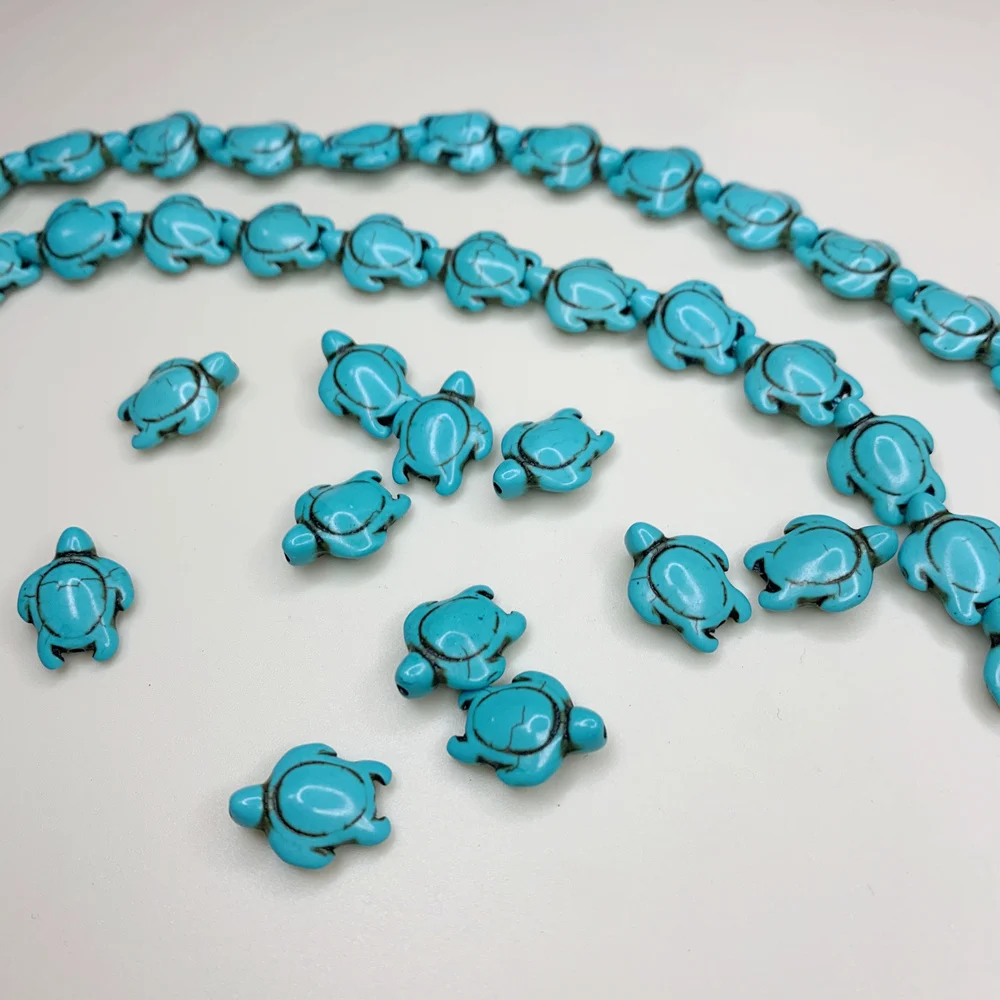 Бирюзовые бусины для изготовления ювелирных изделий резные в виде морской