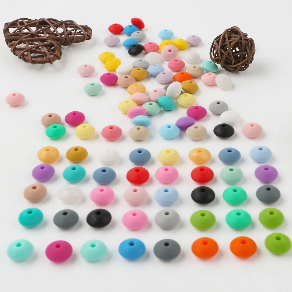 

Sunrony 50pcs12mm Baby Teething Toys Pearl Silicone Beads Lentil Baby Teether Beads DIY Necklace Jewelry Bead Baby Care Toy