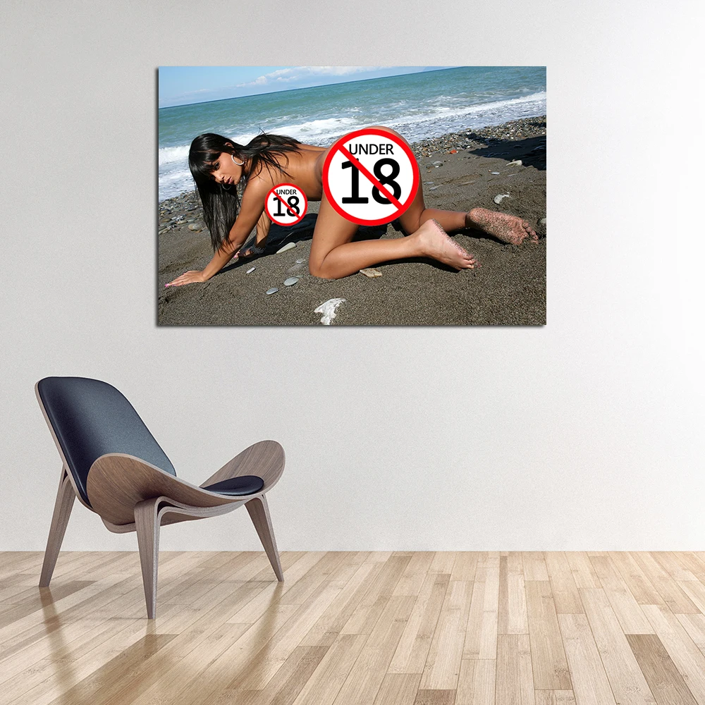 Современное настенное искусство без цензуры пляжное сексуальное брюнетка для