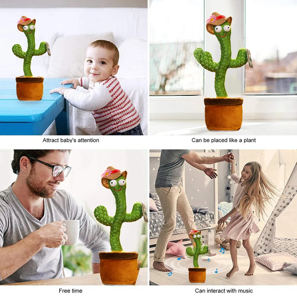 120 Song Dancing Cactus Plush Stuffed talking Plushie Doll Speak Talk Sound Record Repeat Dancer Toys for Girl Children Baby boy | Игрушки и