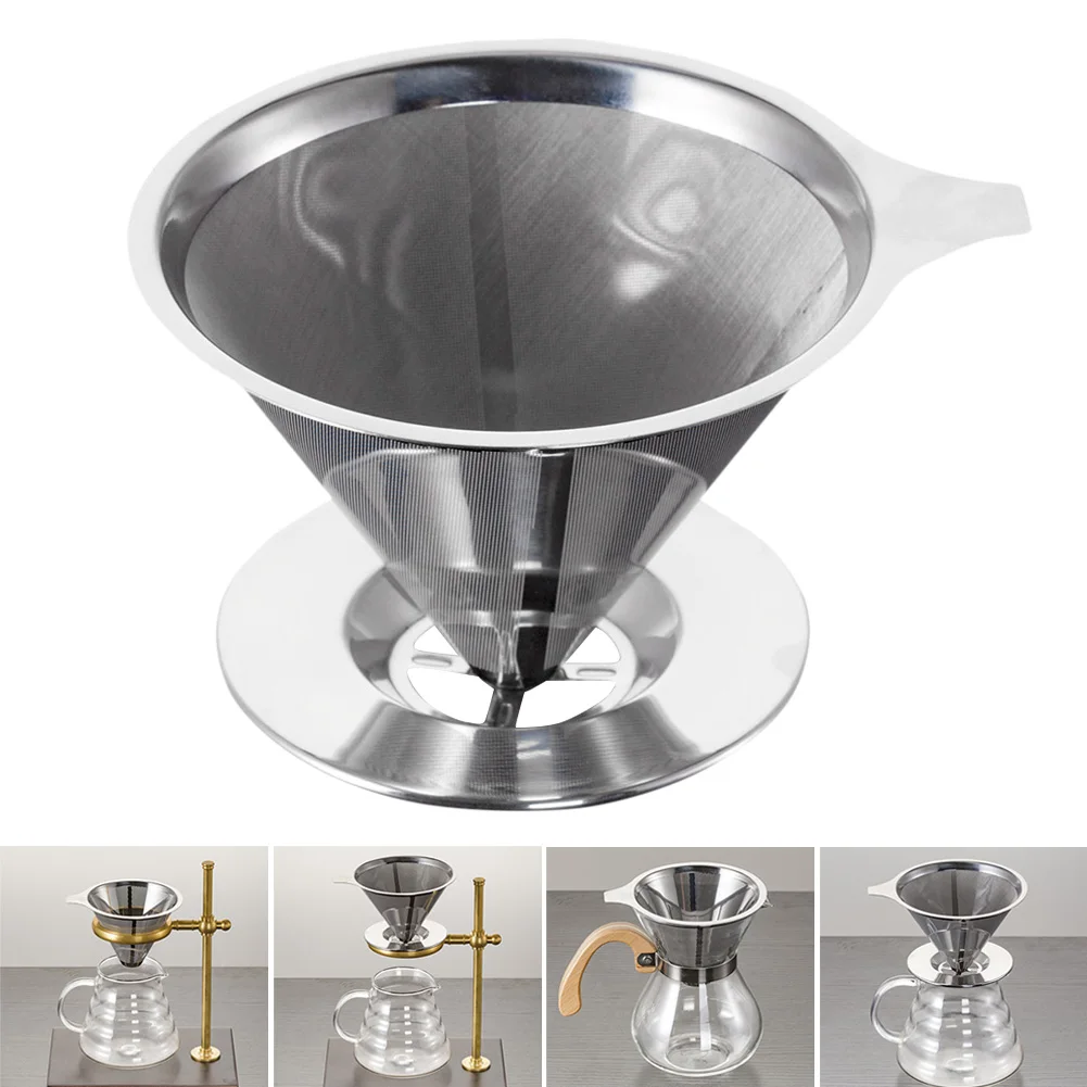 

Reusable Stainless Steel Pour Over Coffee Filter Cone Dripper with Cup Stand INTE99