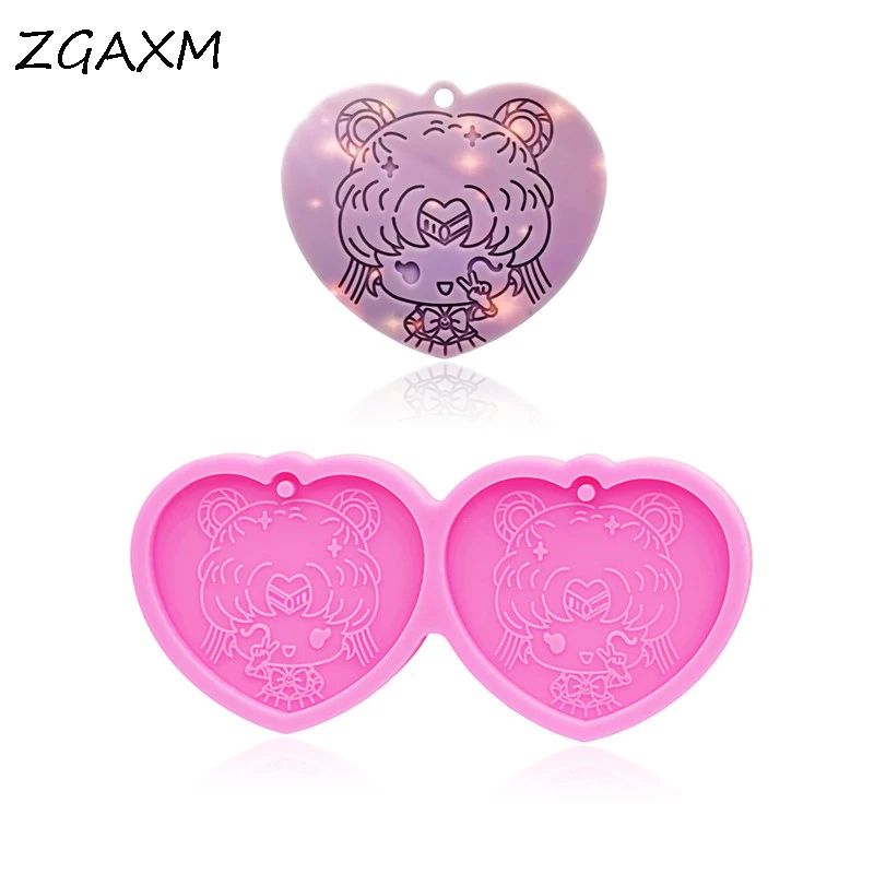 

LM 1133 Shiny Girl keychain Jewellery Making Polymer Clay Epoxy Resin silicone Mold Painting Anime Shaker Silicone Mold