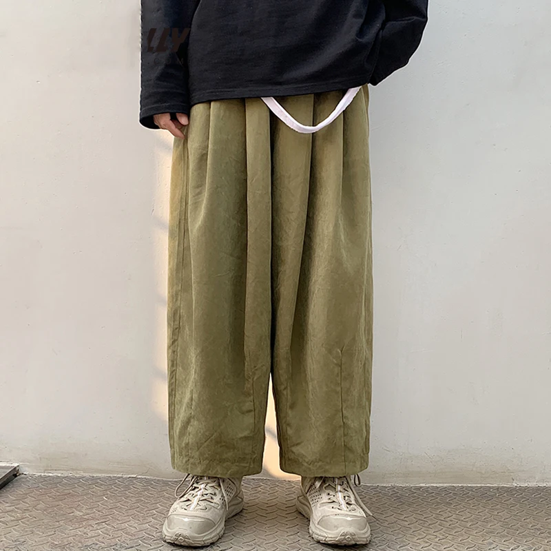

Осенние новые японские мужские брюки длиной до щиколотки, свободные прямые женские повседневные широкие модные брюки большого размера, ули...