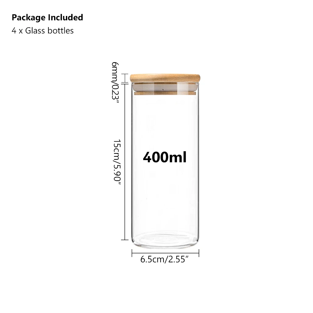 4 шт. 400 мл стеклянные банки канистра с крышкой для хранения макарон риса еды