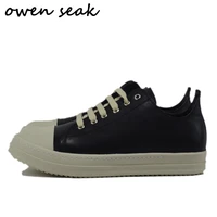 owen seak men casual shoes ankle luxury women sneakers trainers genuine leather adult autumn lace up loafers flats black shoes
