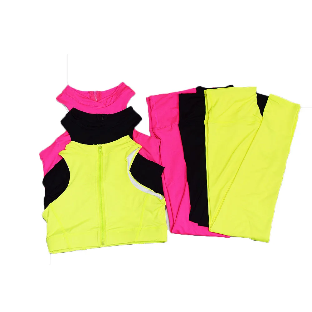 

2 Piece Workout Yoga Sets Sportswear Zipper Crop Tops Padded Bra Gym Push Up Leggings Sports Suits Women's Tracksuits S/XL