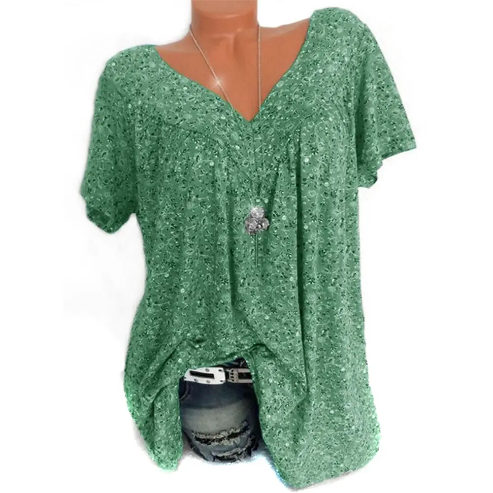 Женская футболка с коротким рукавом и V-образным вырезом | одежда